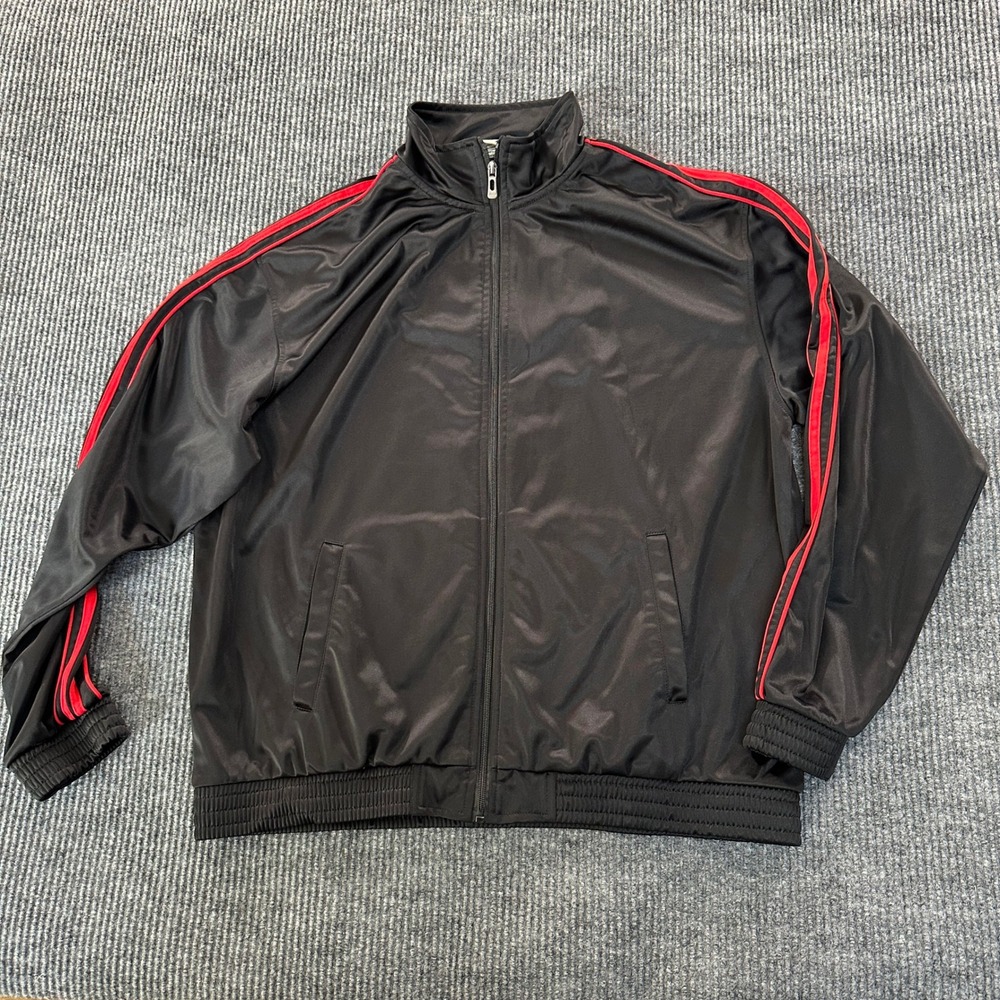 Victory Outfitters Mens Track Jacket XL Black Red Side Stripe Polyester
